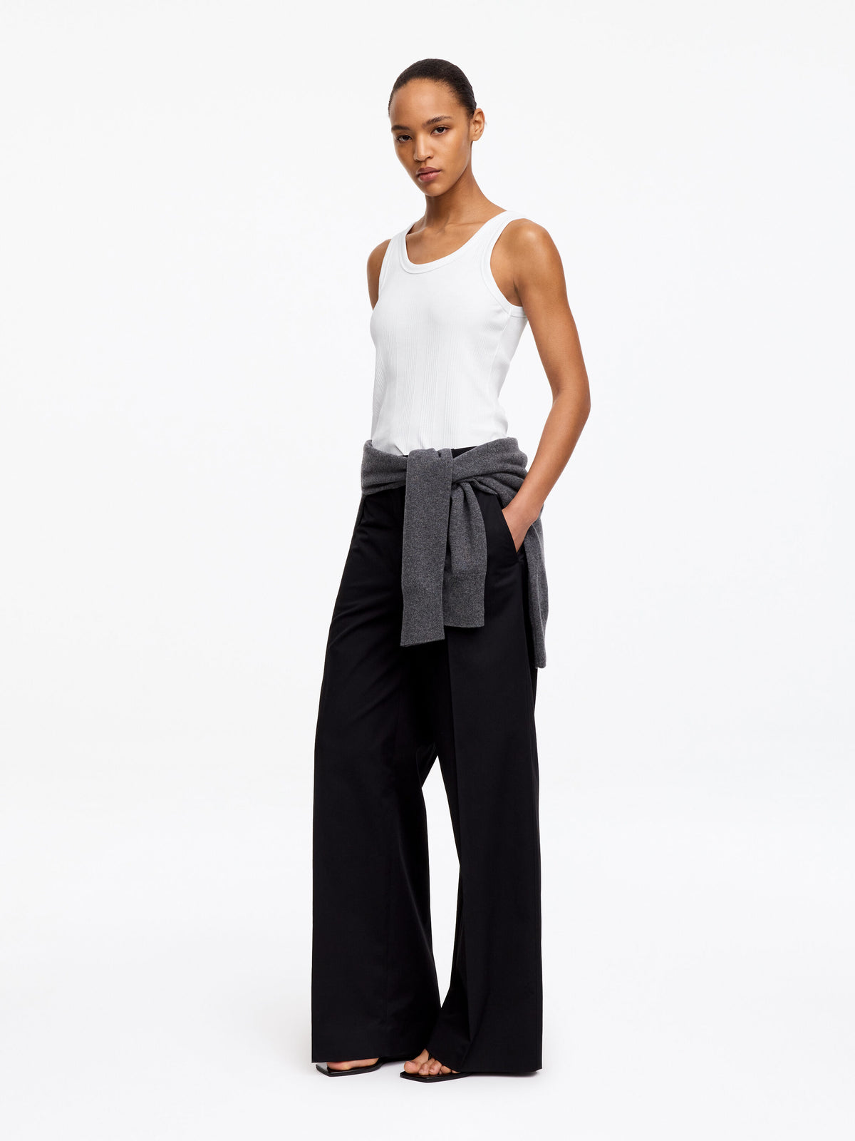 Rib Tank Top - White - Image 2