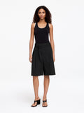 Pleated Cotton Poplin Shorts - Black