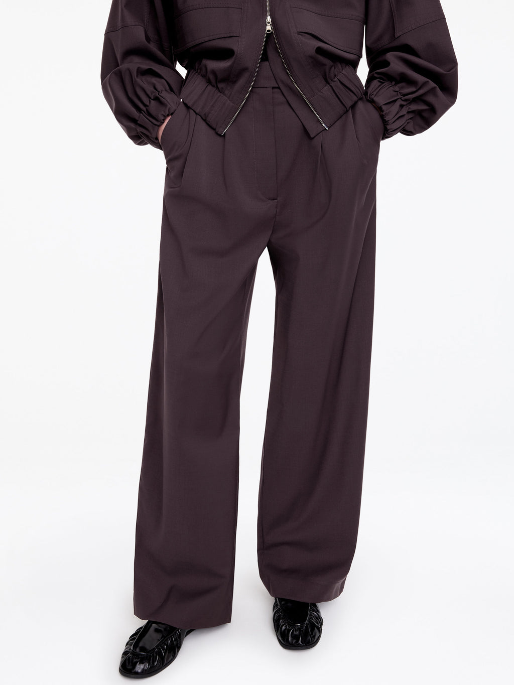 Wide Tailored Trousers - Brown - Image 4