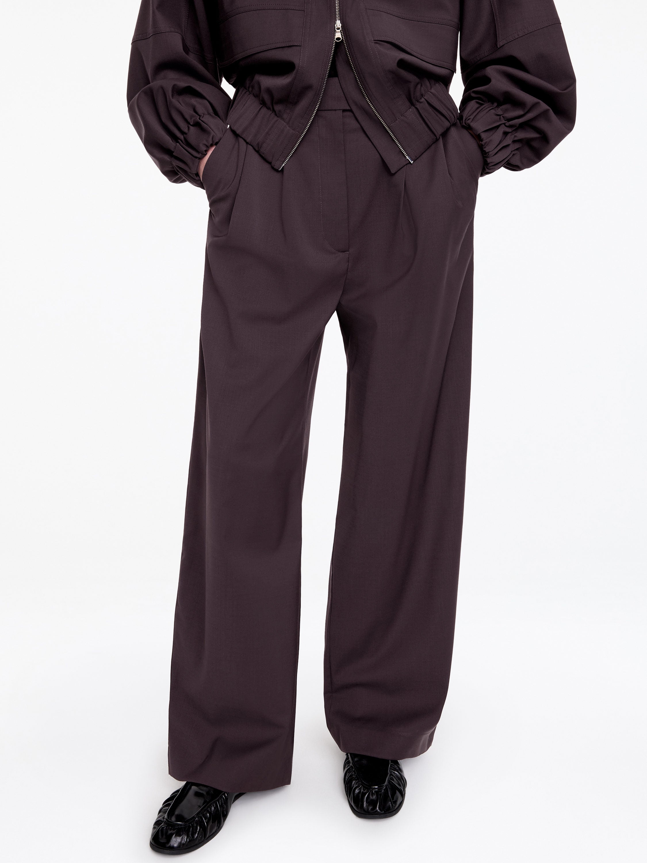 Wide Tailored Trousers - Brown - Image 4