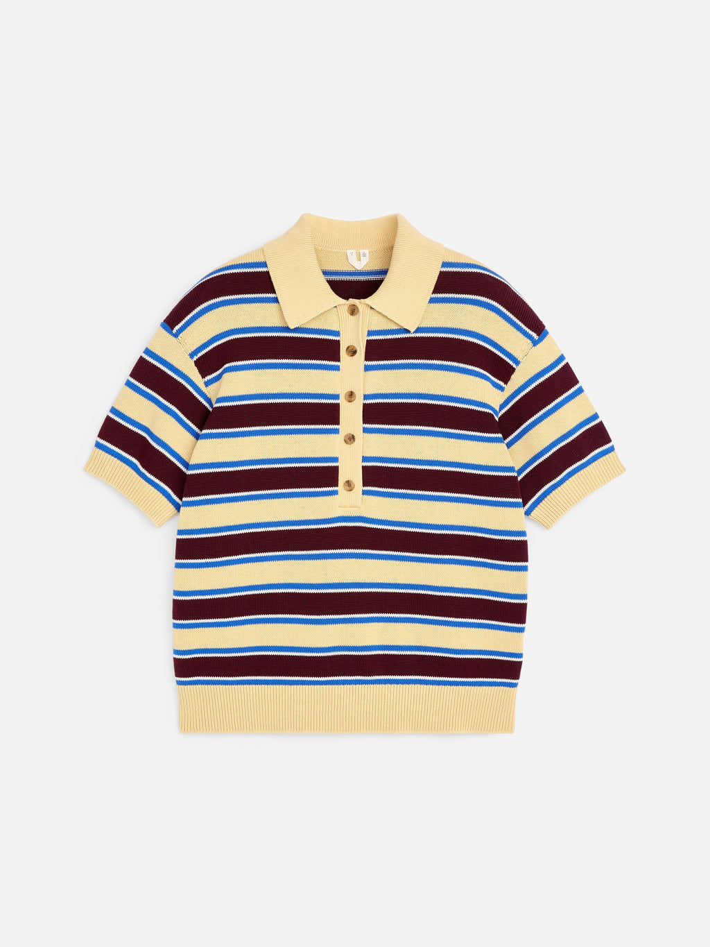 Short-Sleeve Cotton Polo Shirt - Blue - Image 5