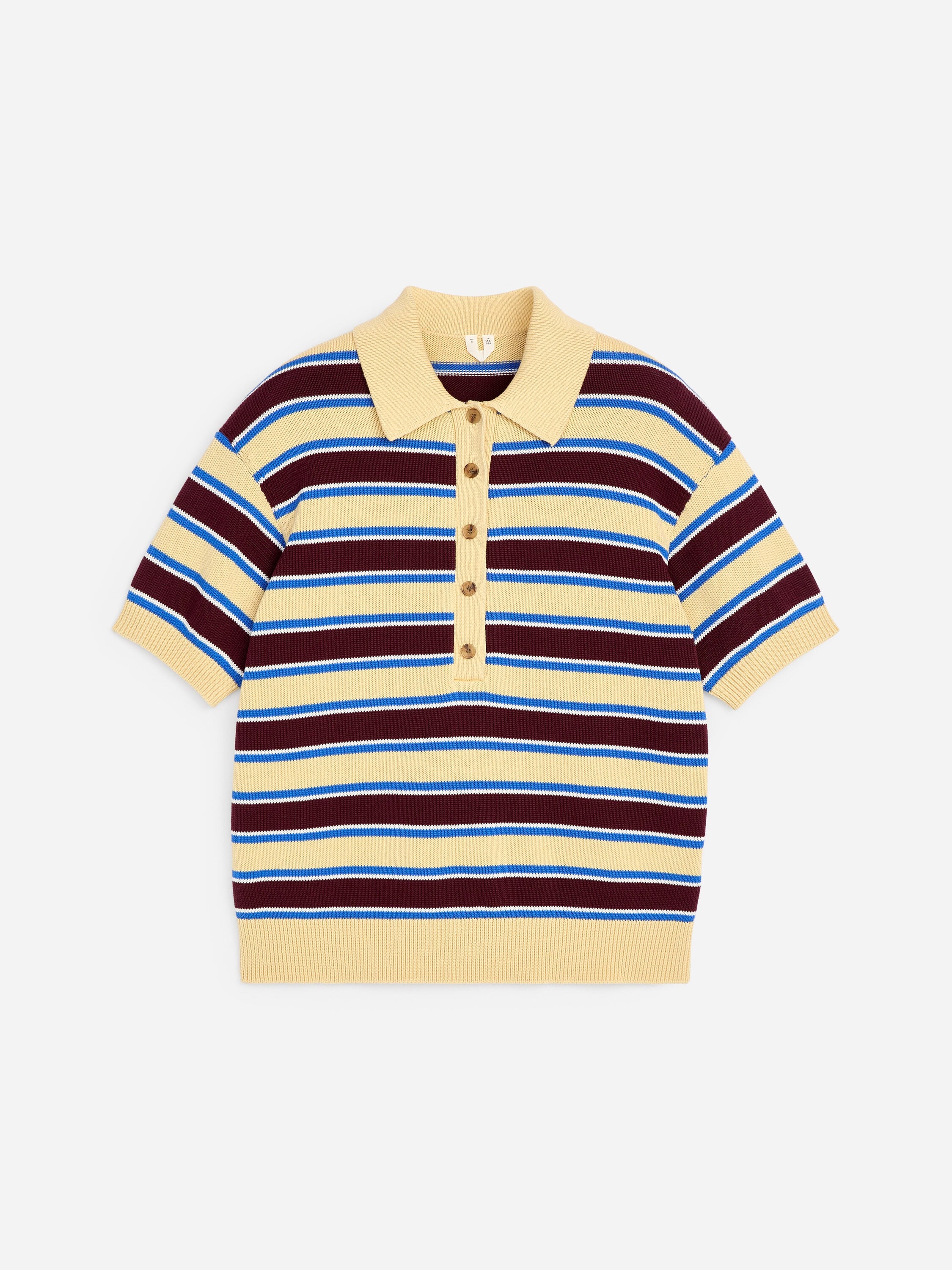 Short-Sleeve Cotton Polo Shirt - Blue - Image 5