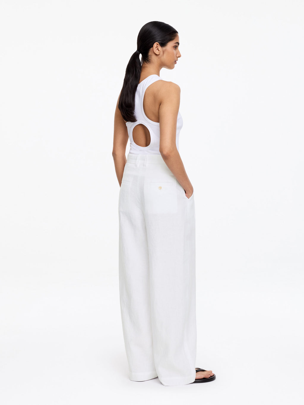 Tailored Linen Trousers - White - Image 2