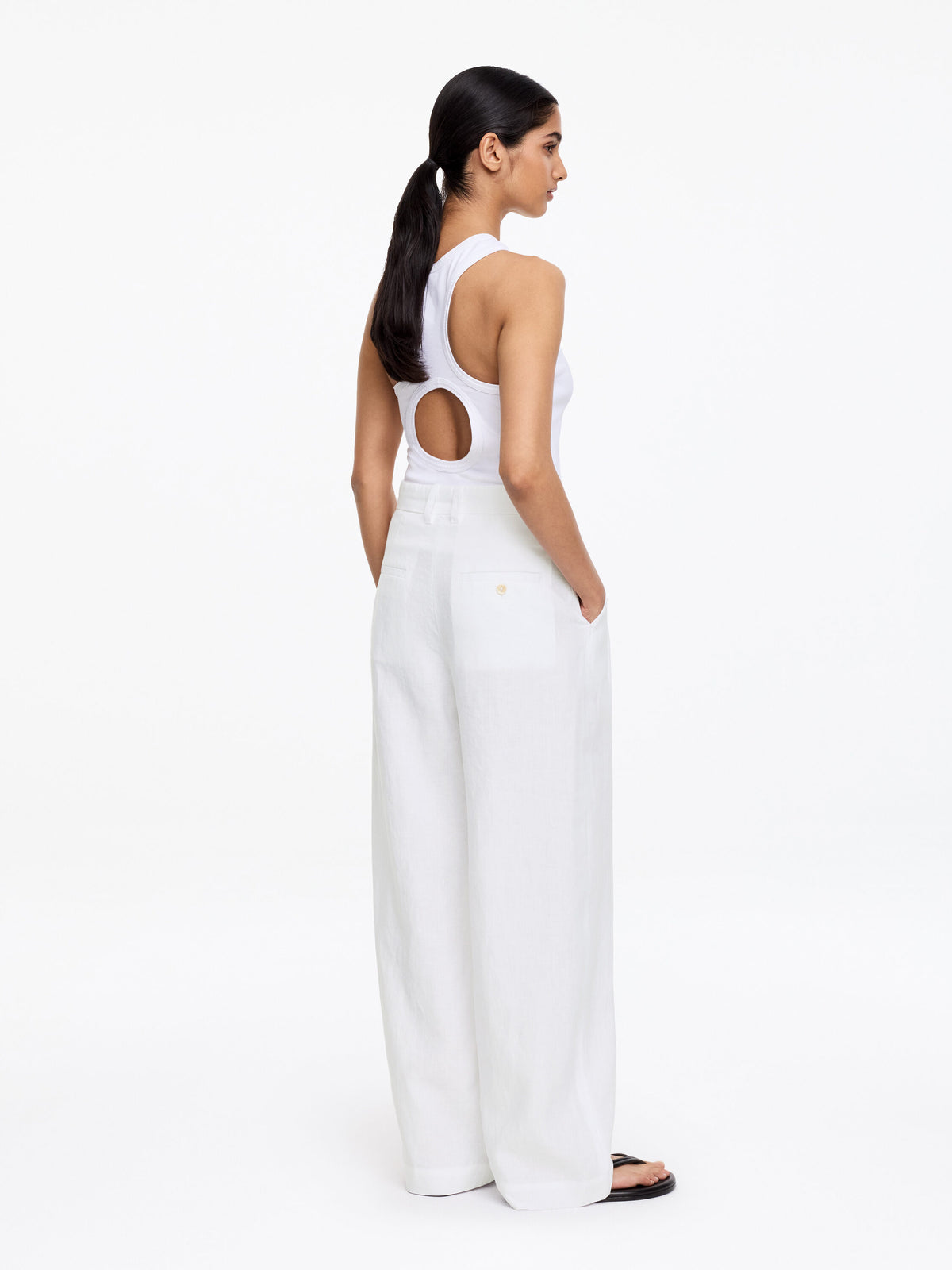 Tailored Linen Trousers - White - Image 2