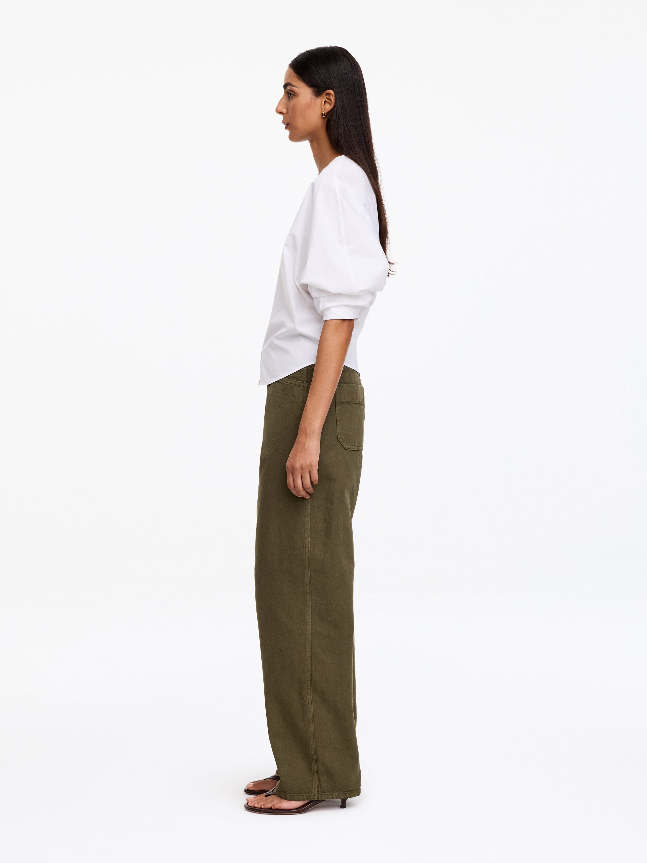 Cotton Canvas Utility Trousers - Green - Image 2