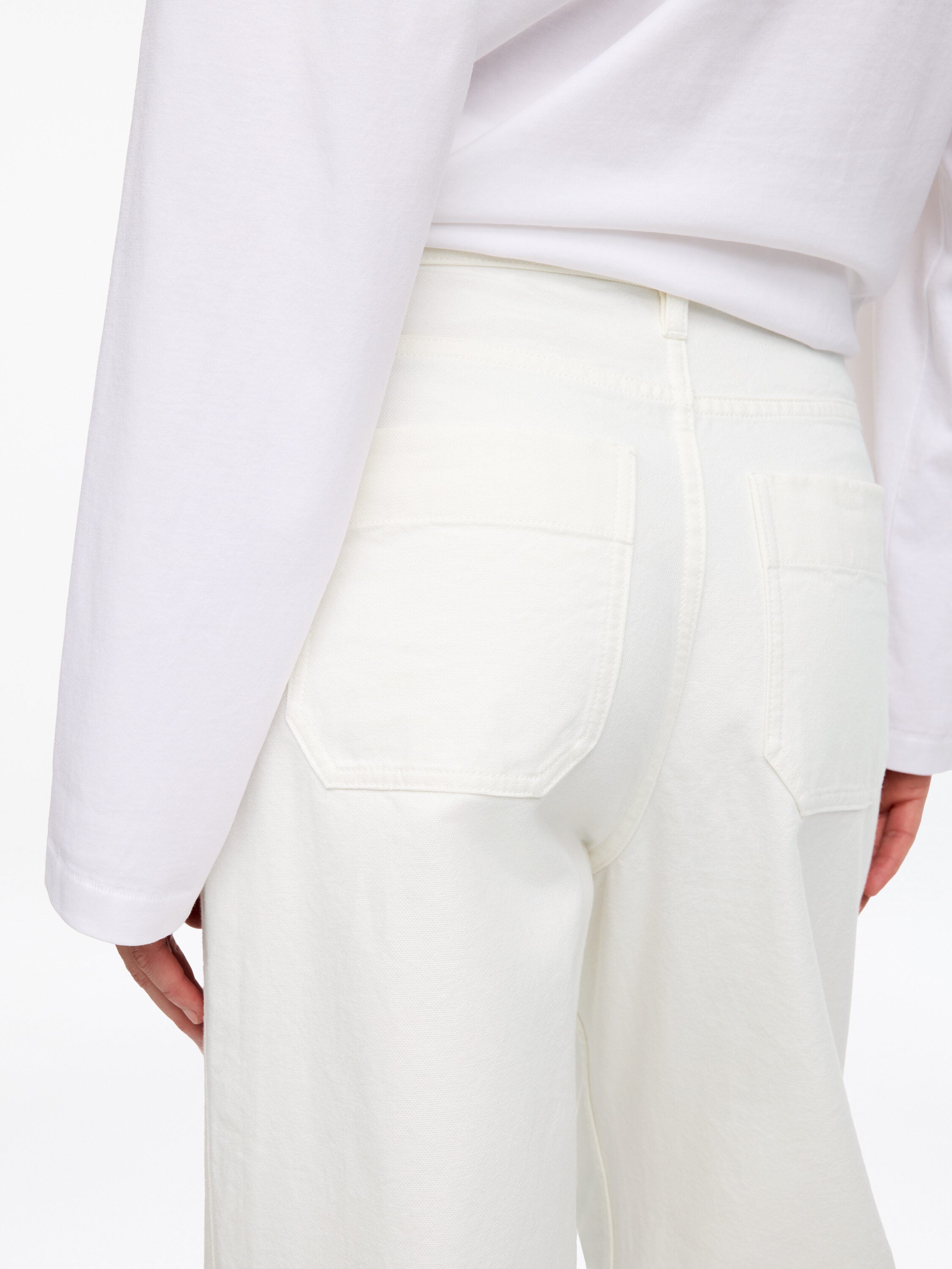 Cotton Canvas Utility Trousers - White - Image 4