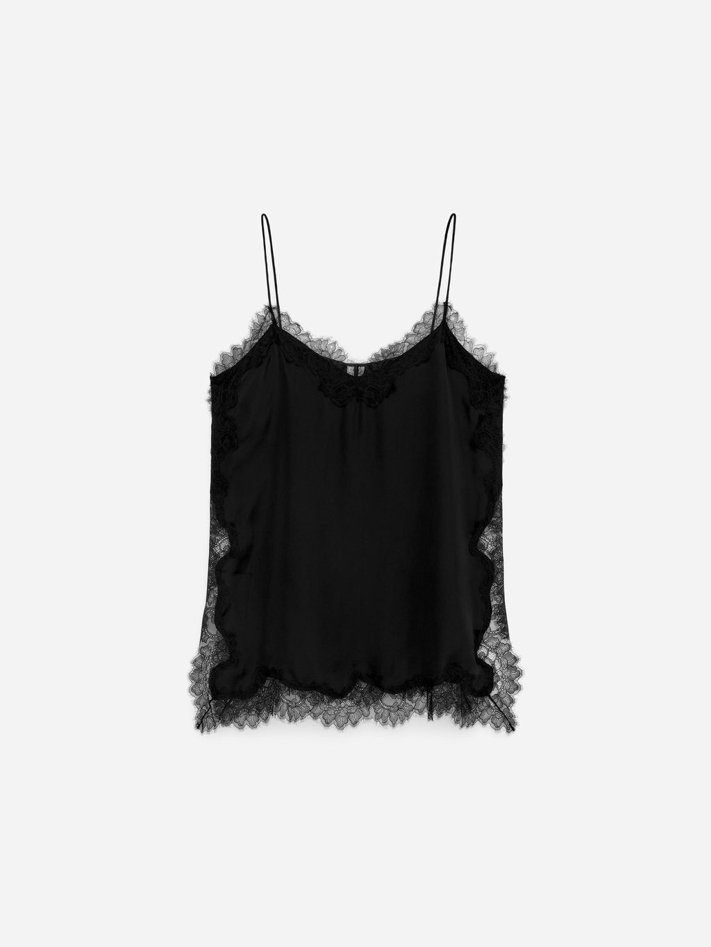 Lace-Detail Strap Top - Black