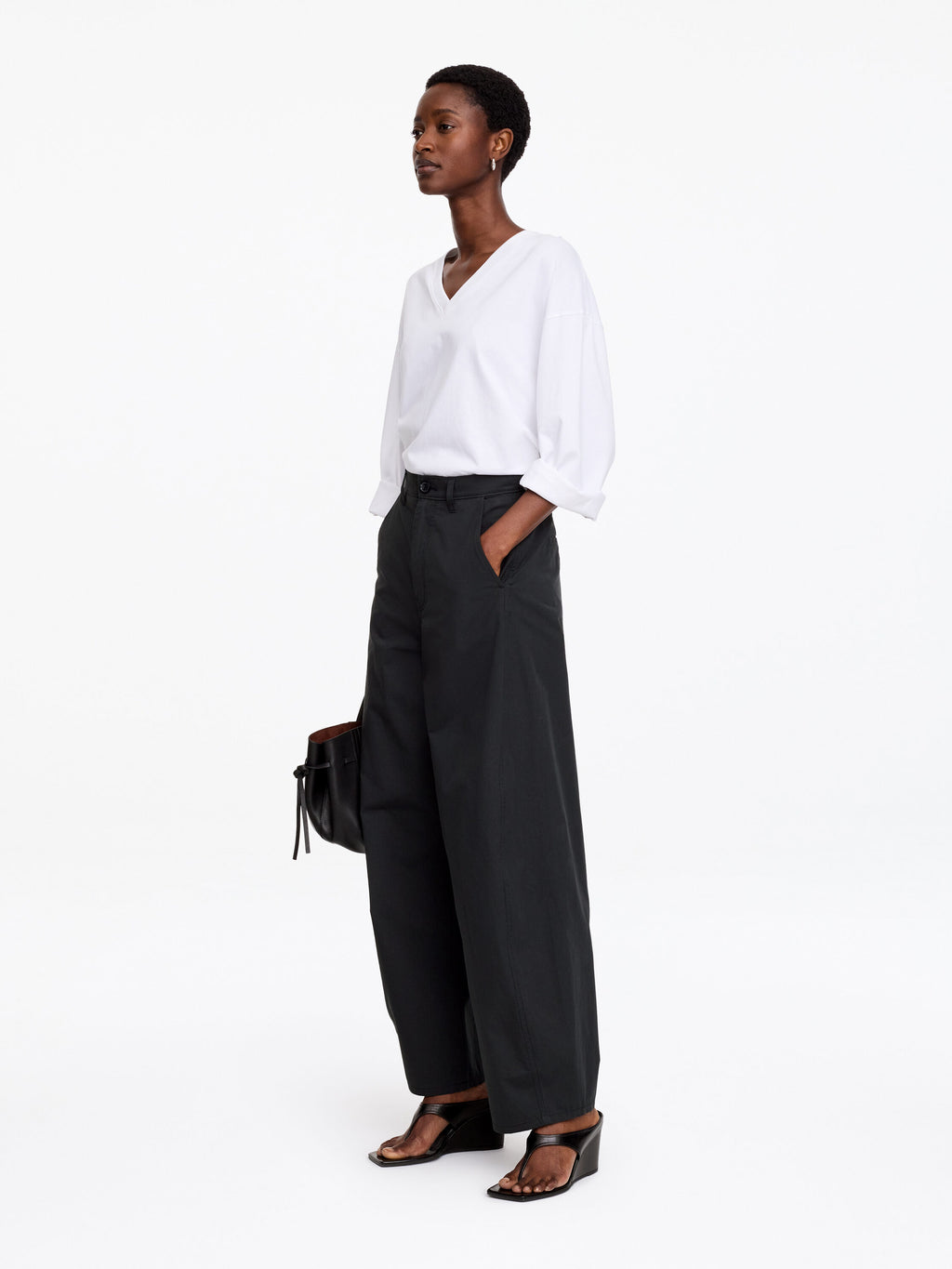 Barrel-Leg Trousers - Black - Image 3
