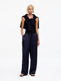 Silk Satin Trousers - Blue