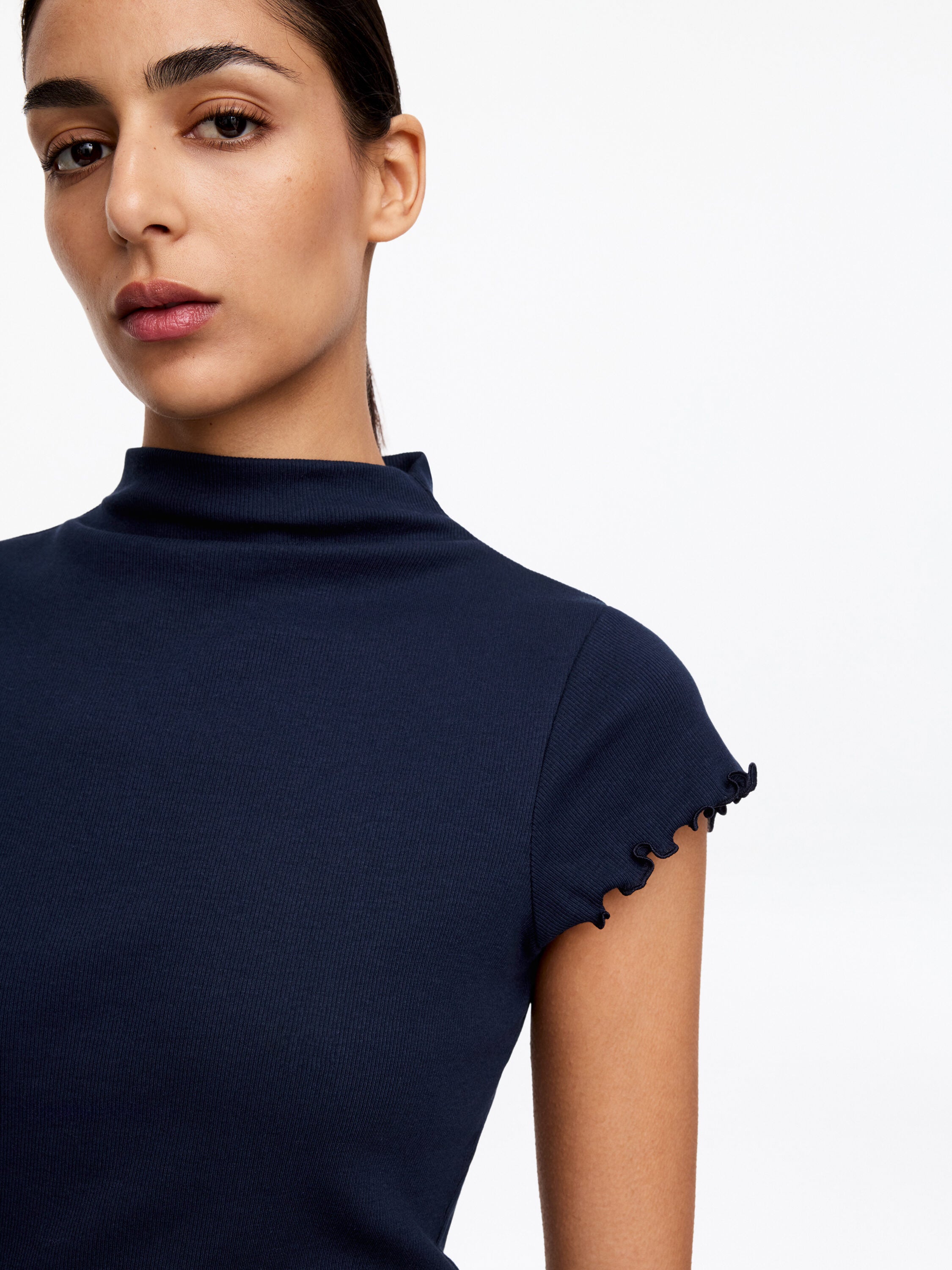 Turtleneck T-Shirt - Blue - Image 4