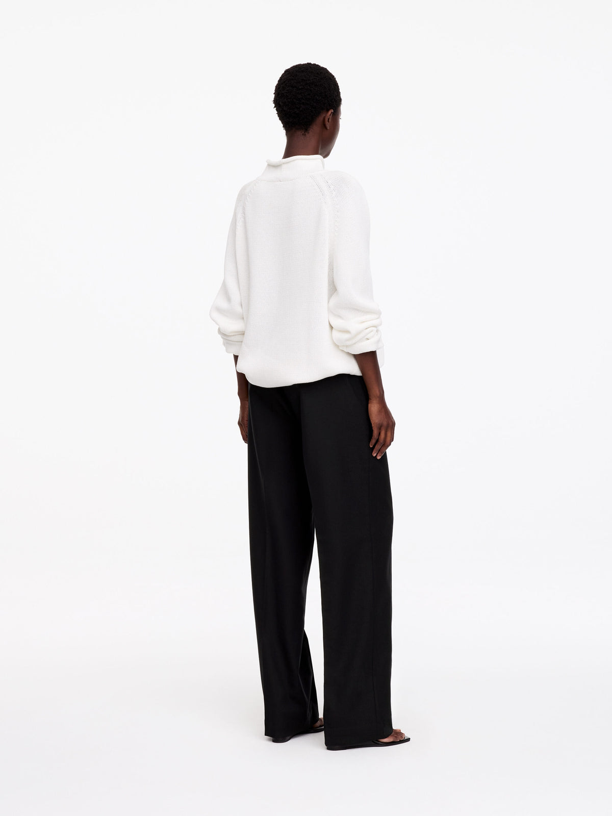 Elastic Waist Tailored Trousers - Black - Image 2
