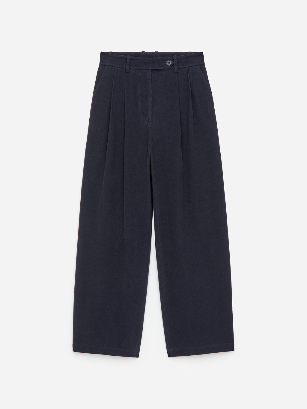 High-Waist Corduroy Trousers - Blue