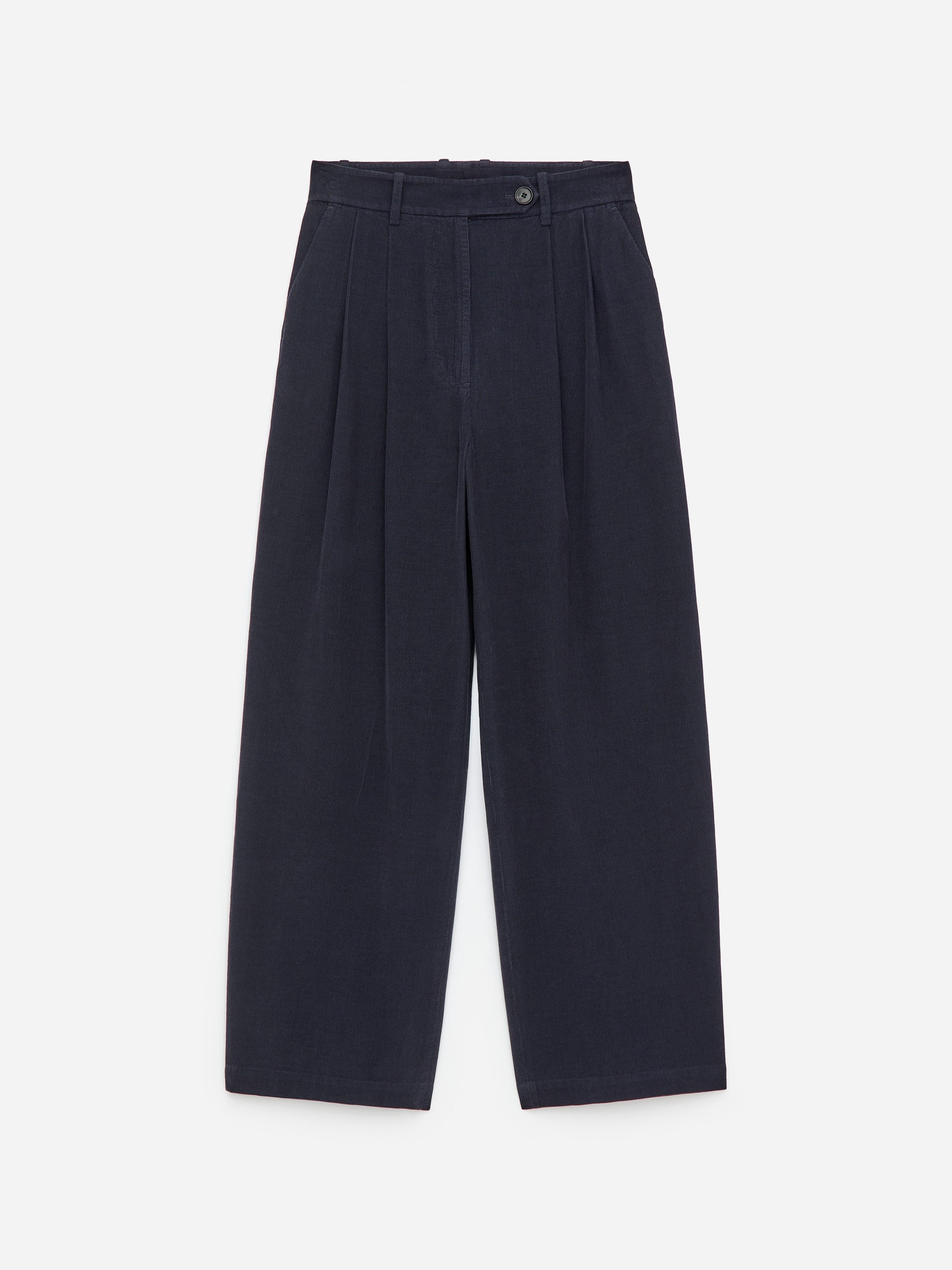 High-Waist Corduroy Trousers - Blue