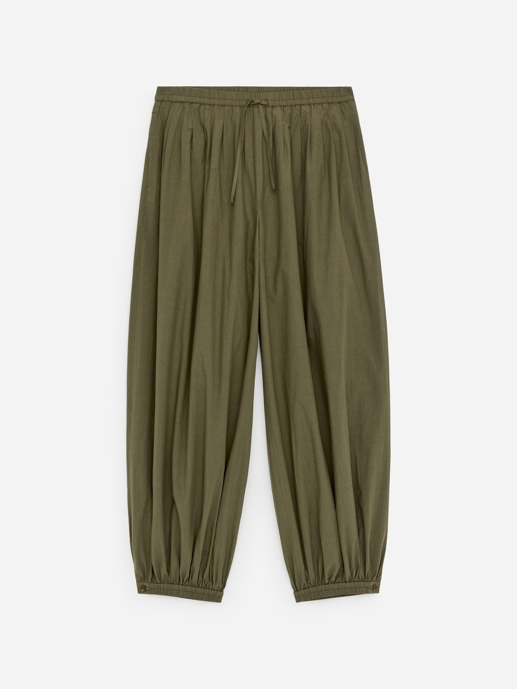 Balloon Cotton Trousers - Green - Image 6