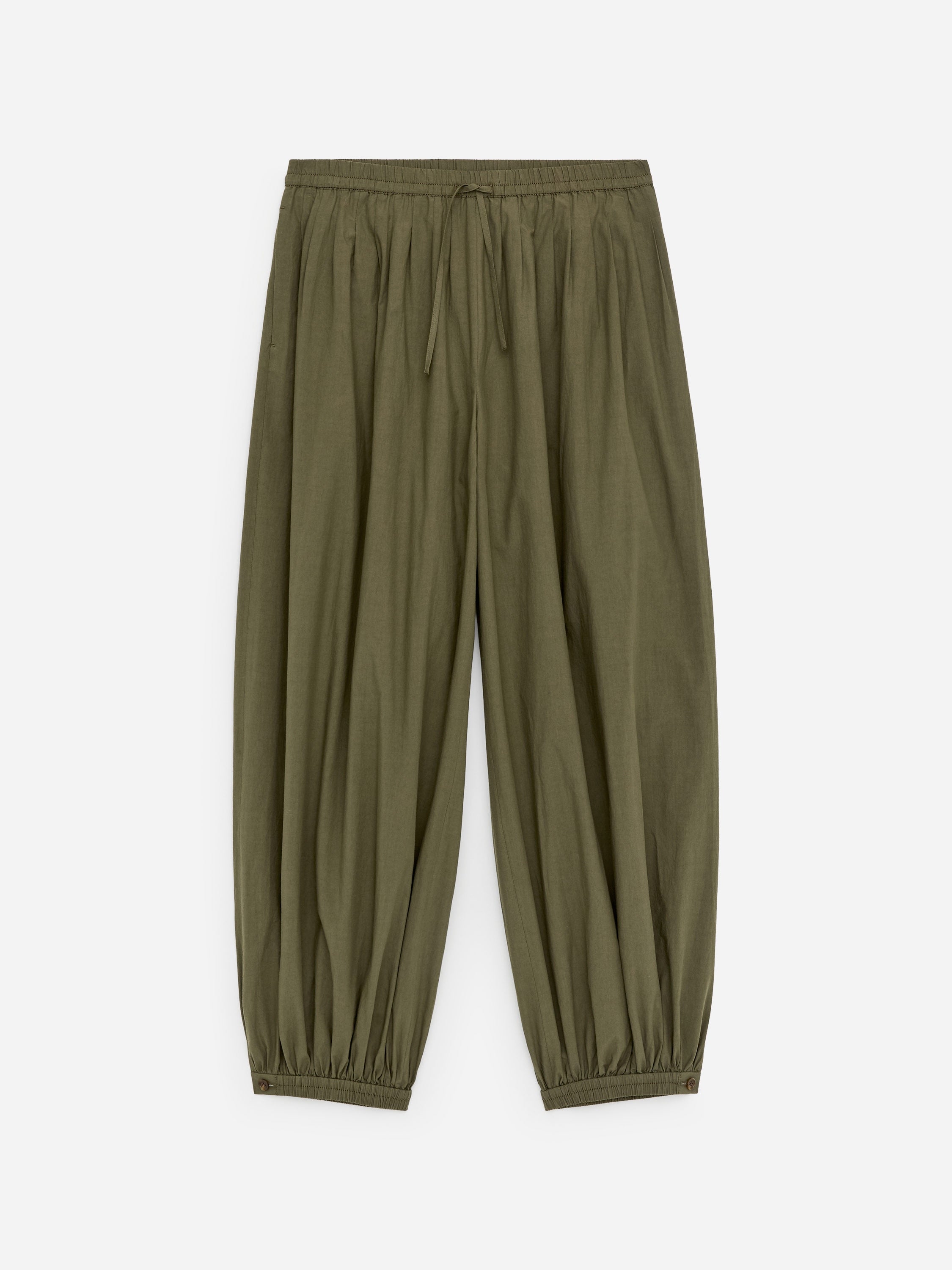 Balloon Cotton Trousers - Green - Image 6