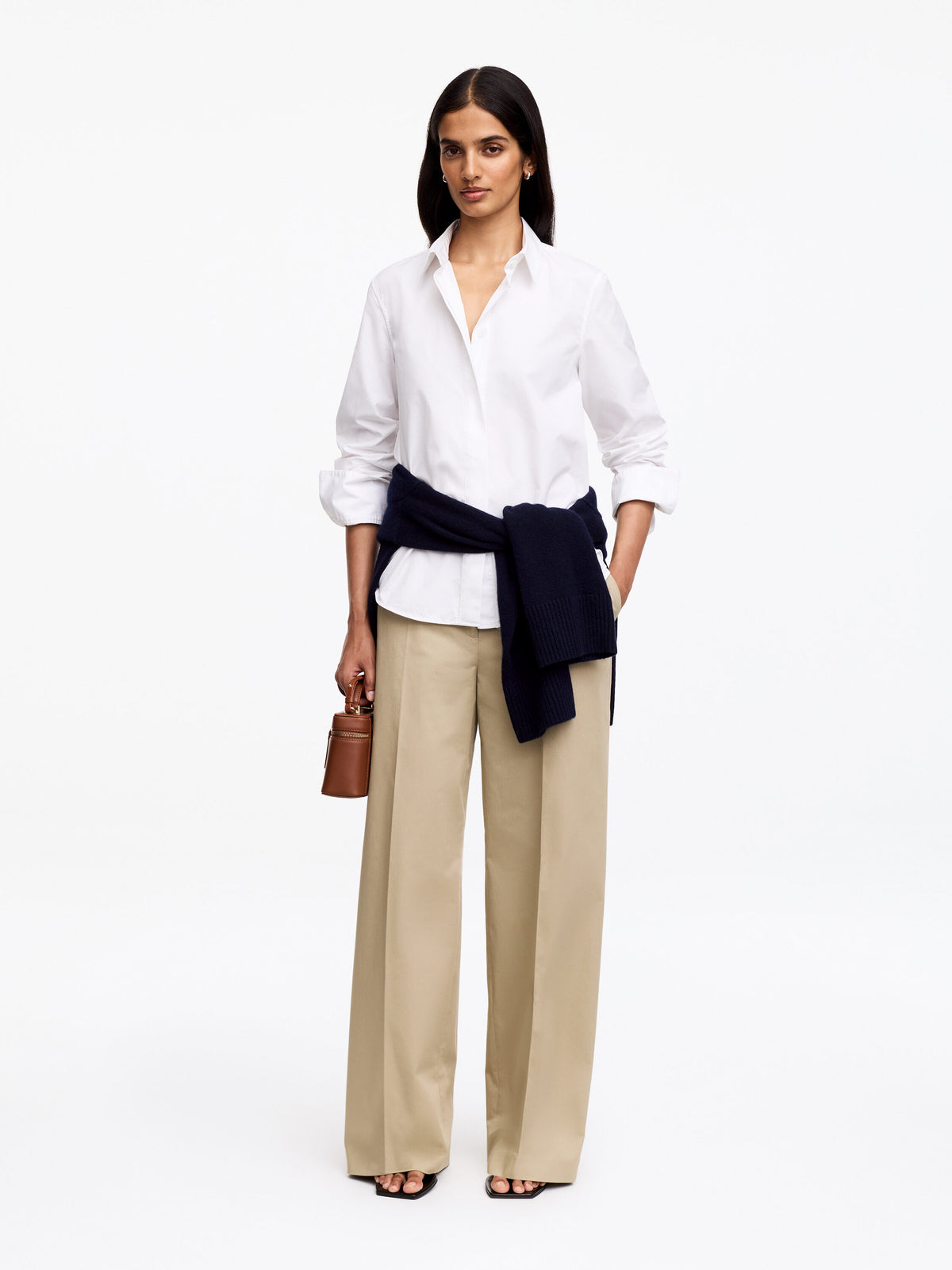 Low-Waist Chino Trousers - Beige