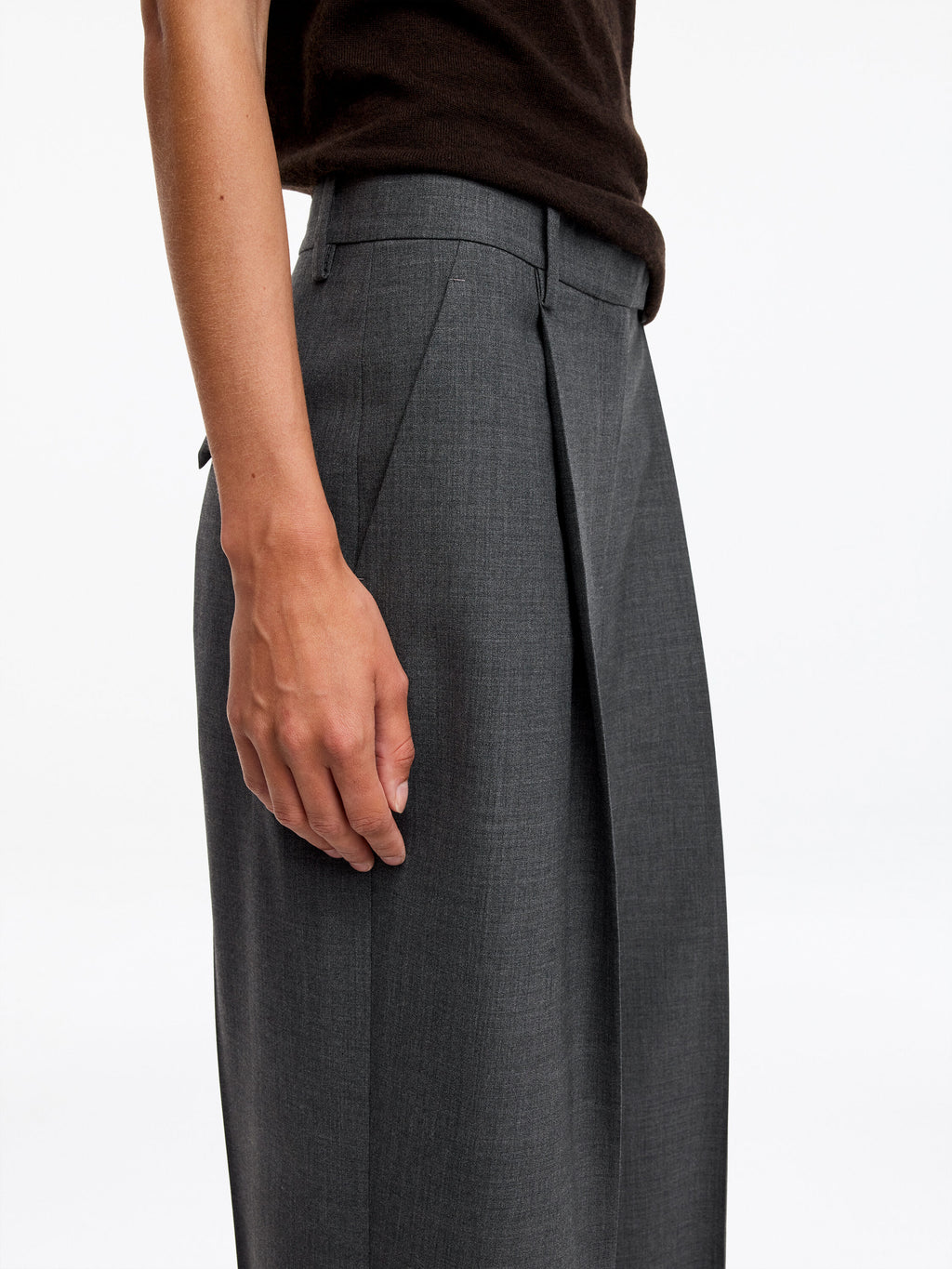 Pleated Wool-blend Trousers - Grey - Image 2