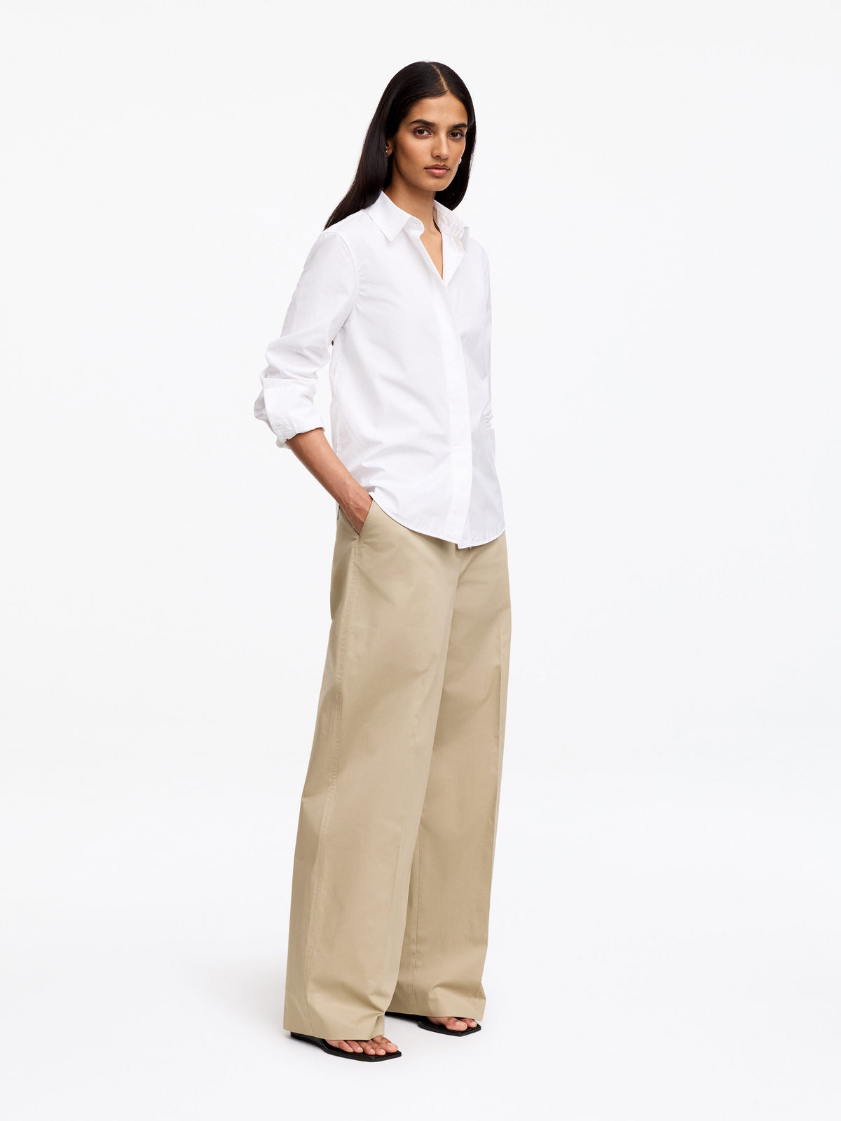 Low-Waist Chino Trousers - Beige - Image 4