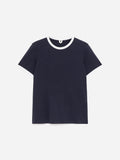 Contrast-Binding T-Shirt - Blue
