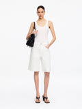 Long Denim Shorts - White