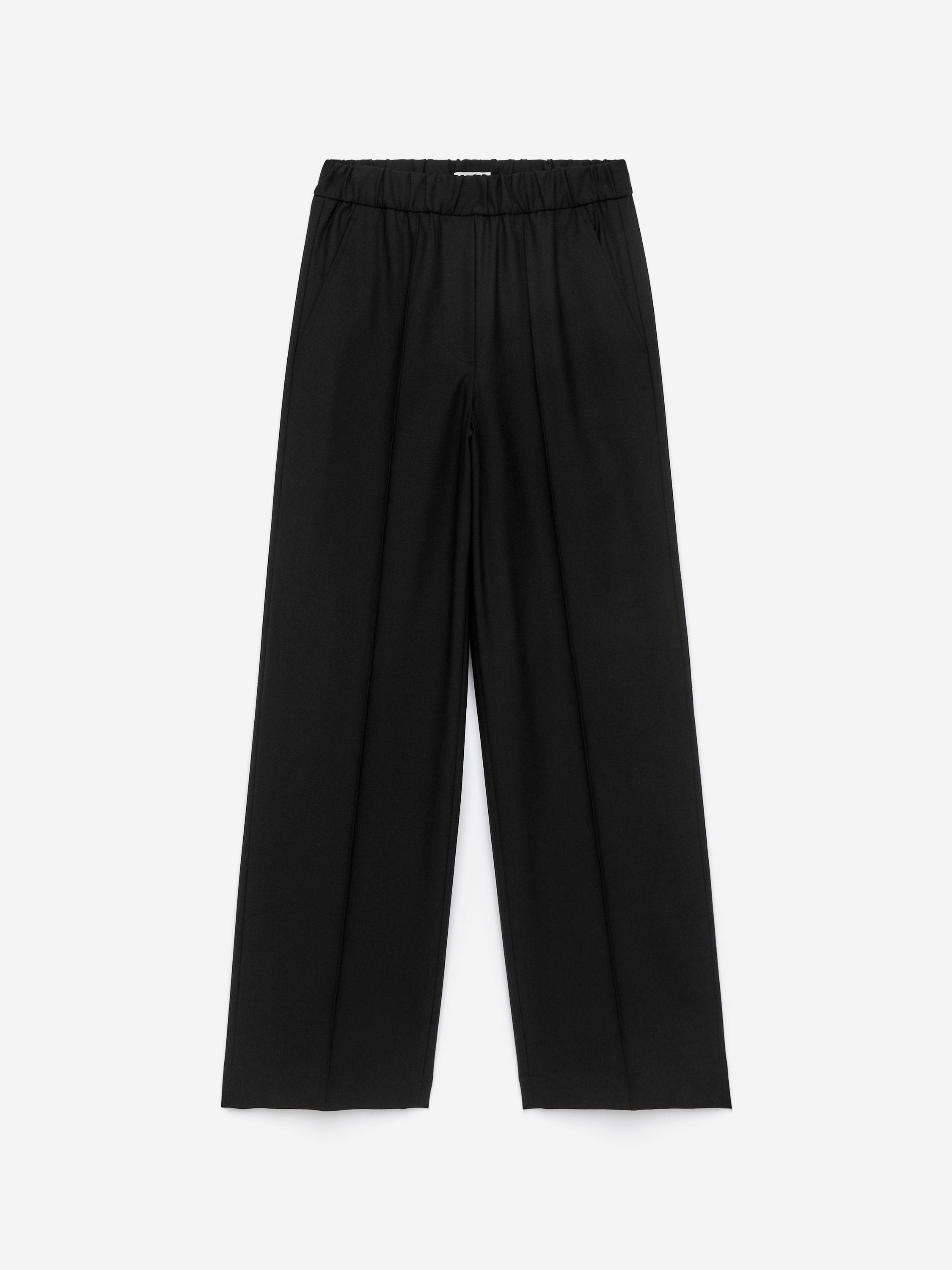 Elastic Waist Tailored Trousers - Black - Image 5