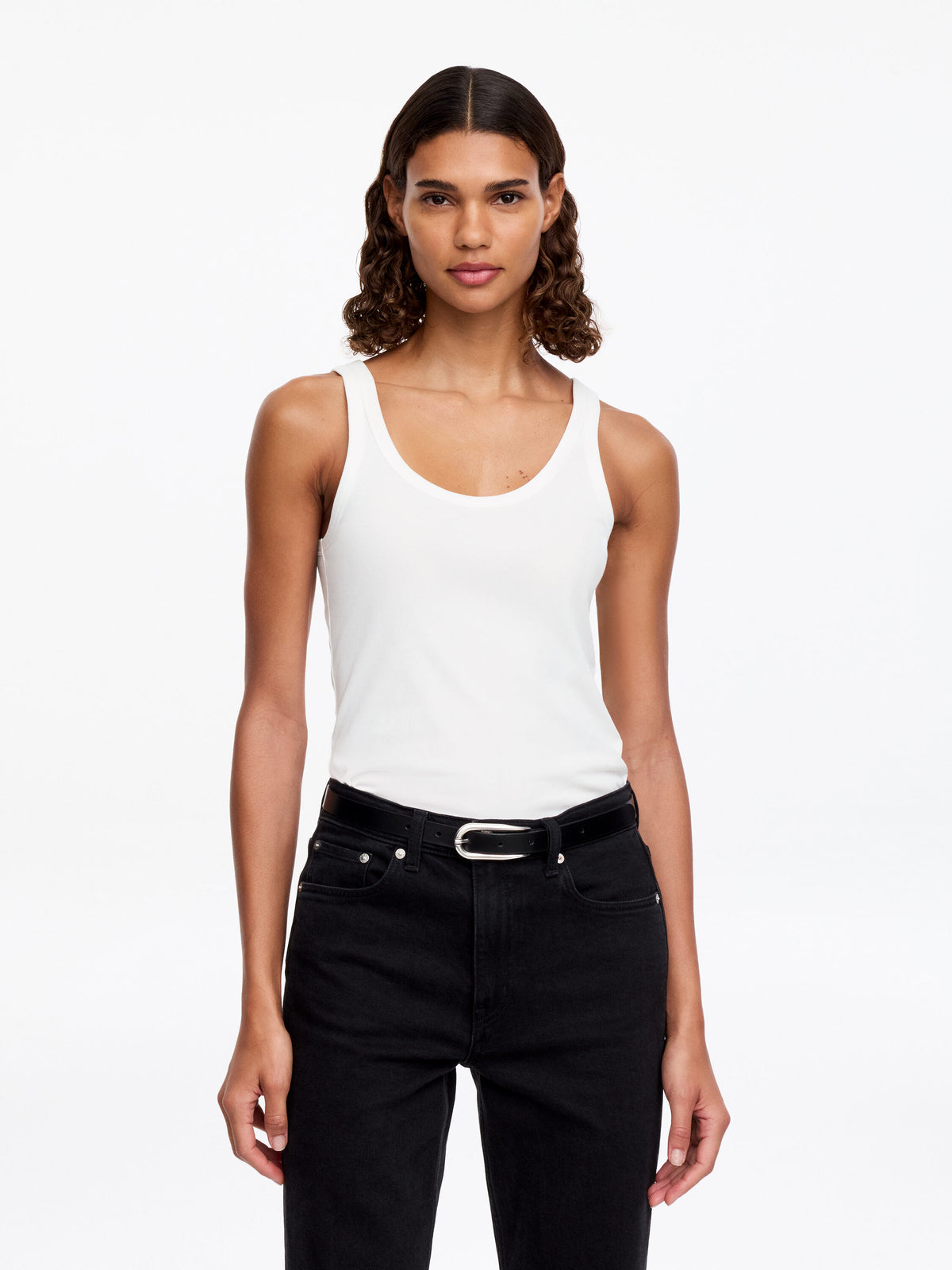 Scoop-Neck Tank Top - White