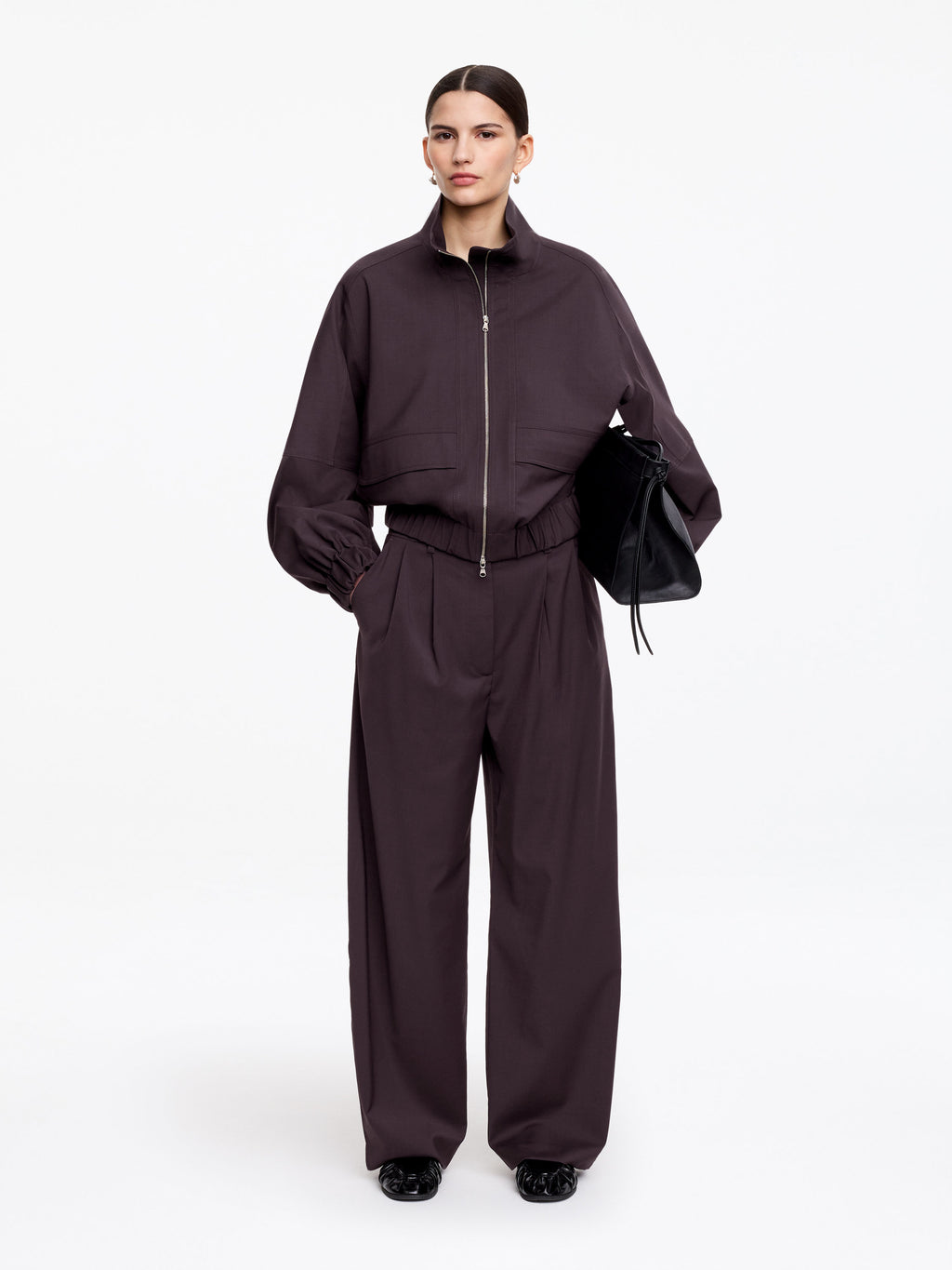 Wide Tailored Trousers - Brown