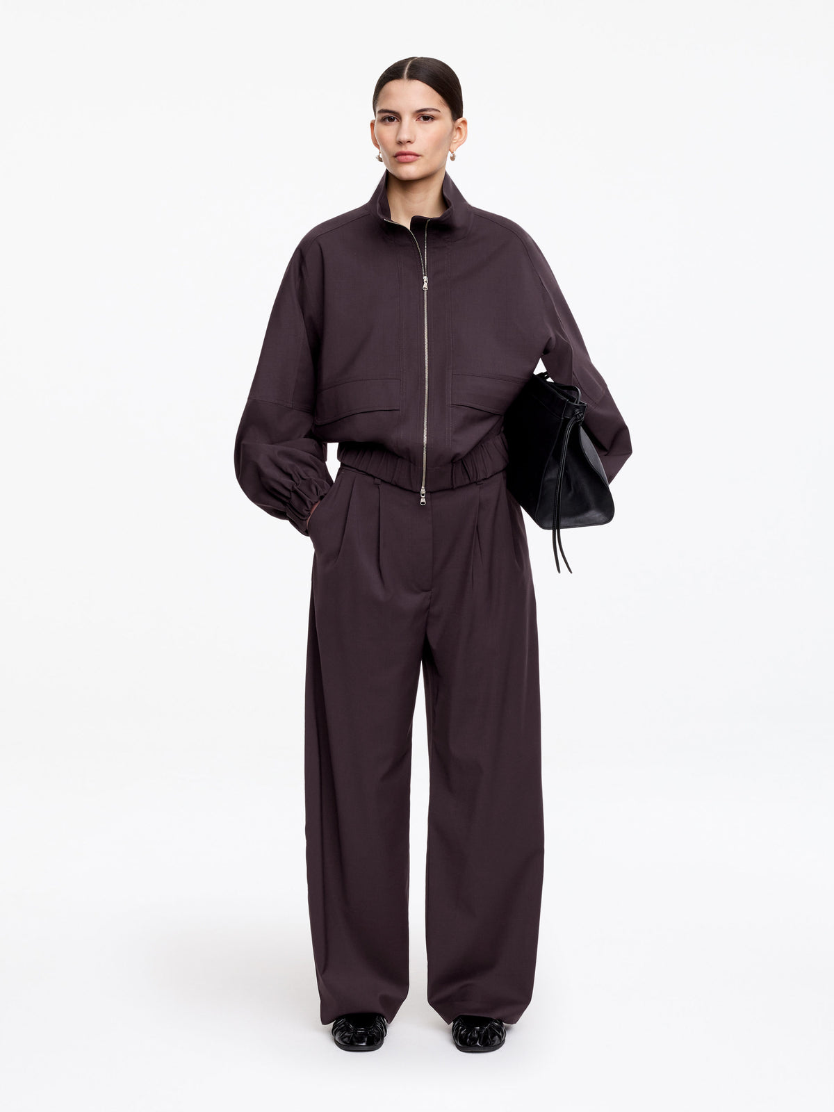 Wide Tailored Trousers - Brown