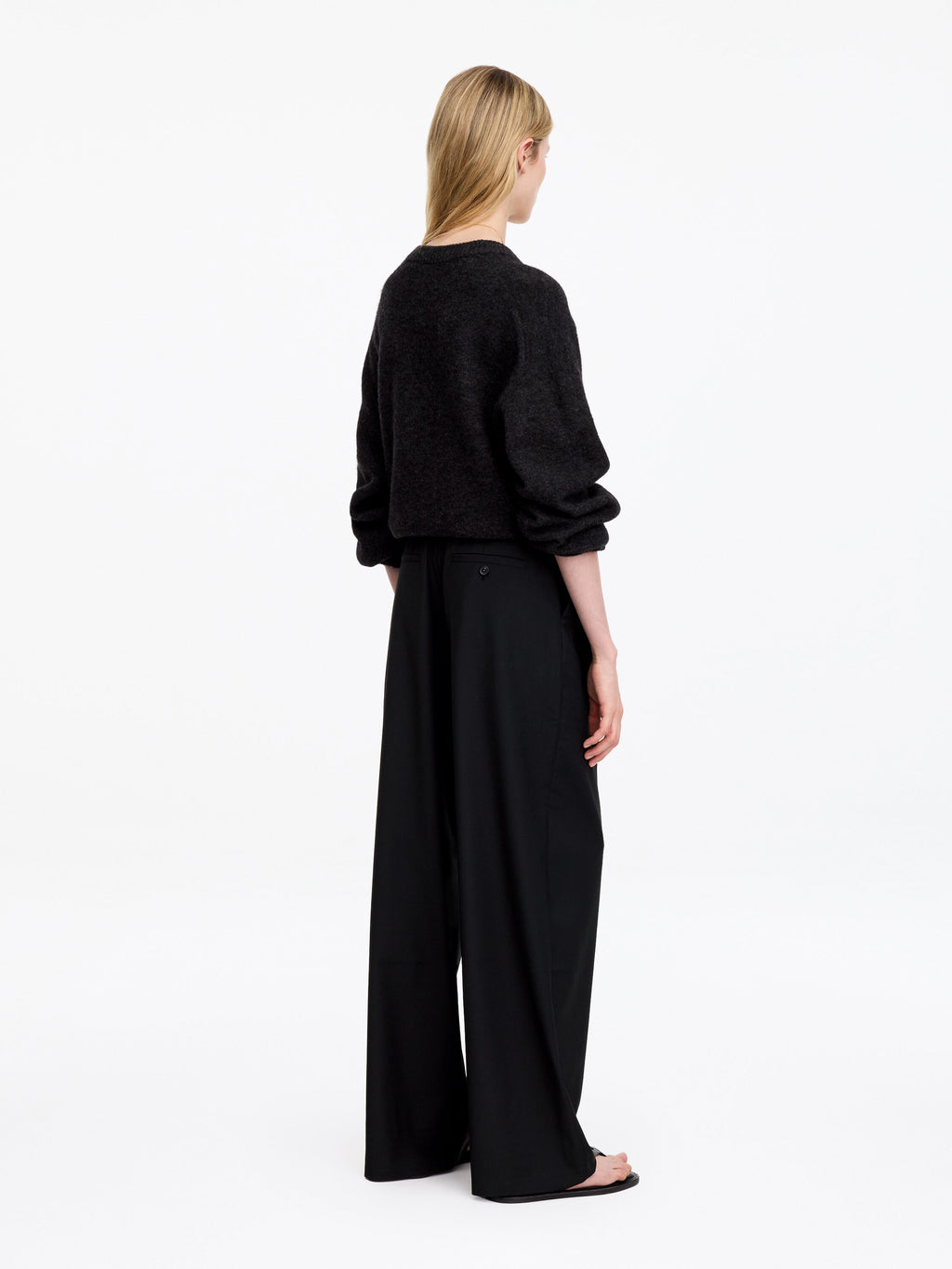 Wide Tailored Trousers - Black - Image 3
