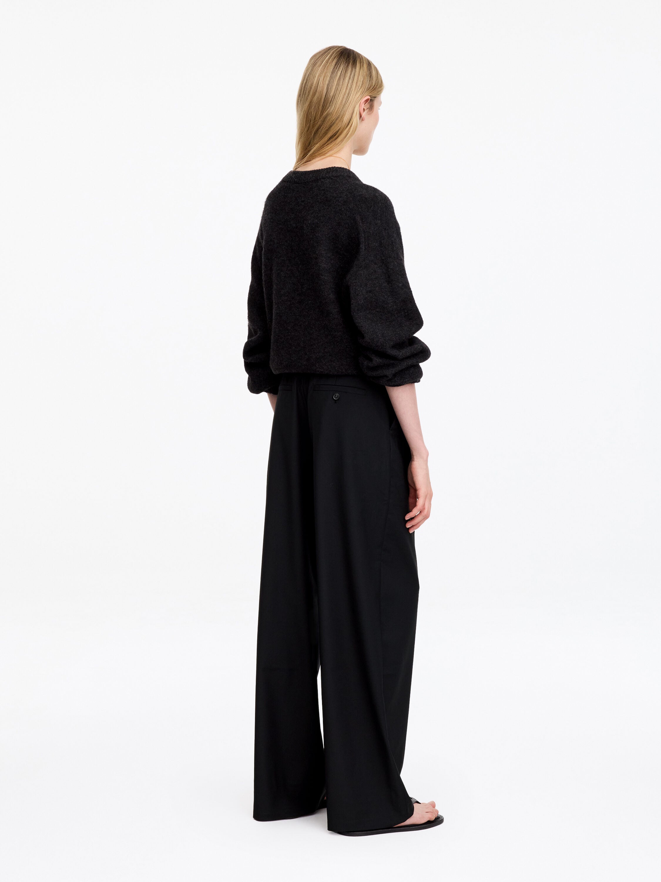 Wide Tailored Trousers - Black - Image 3