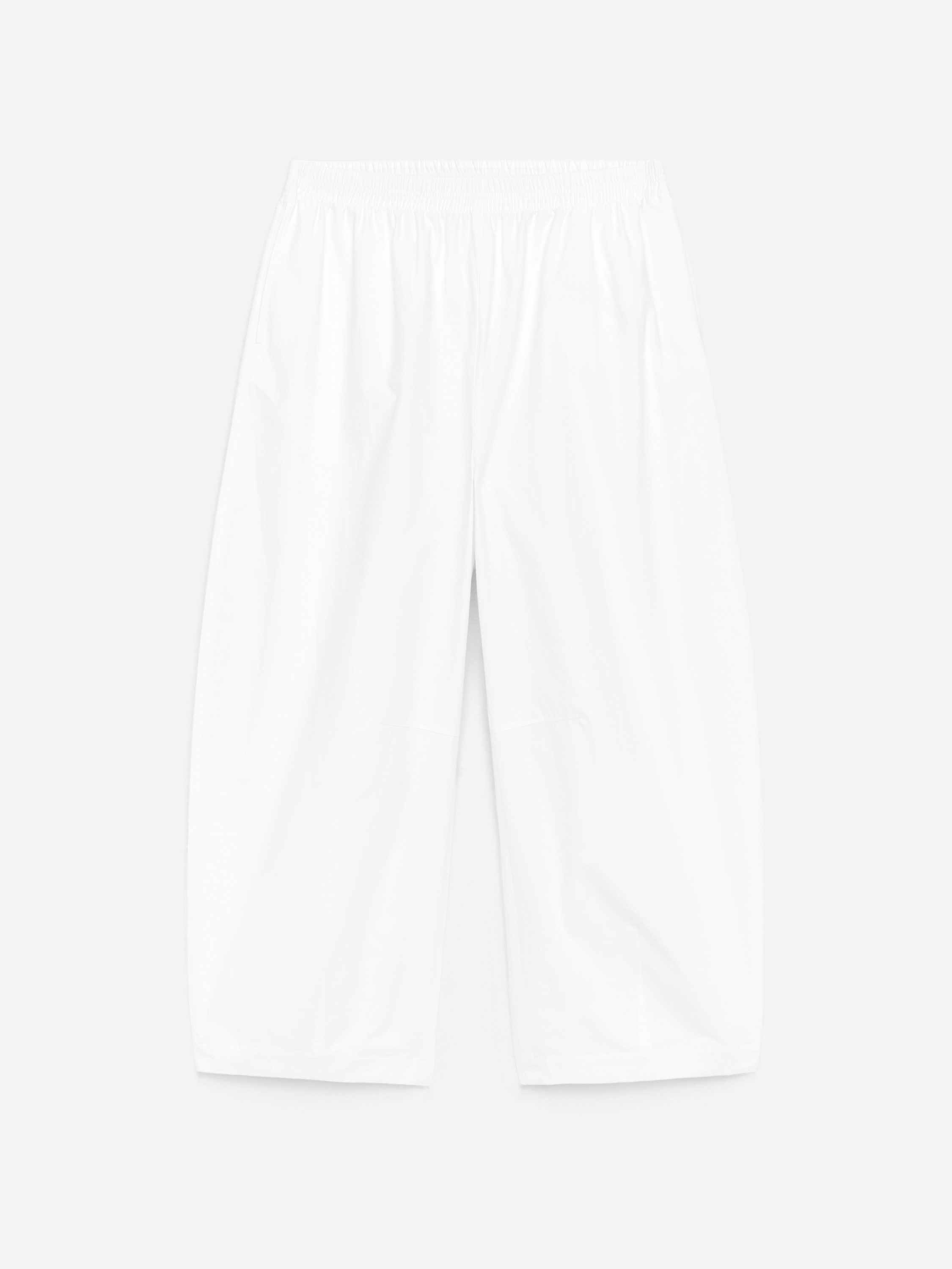 Barrel-Leg Cotton Trousers - White