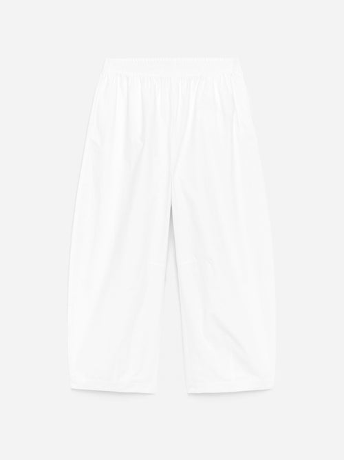 Barrel-Leg Cotton Trousers - White