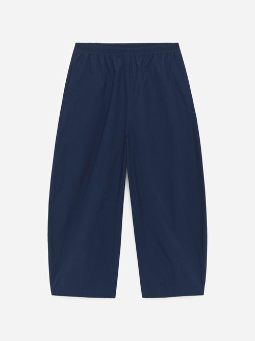 Barrel-Leg Cotton Trousers - Blue