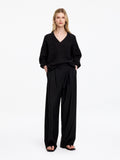 Wide Tailored Trousers - Black