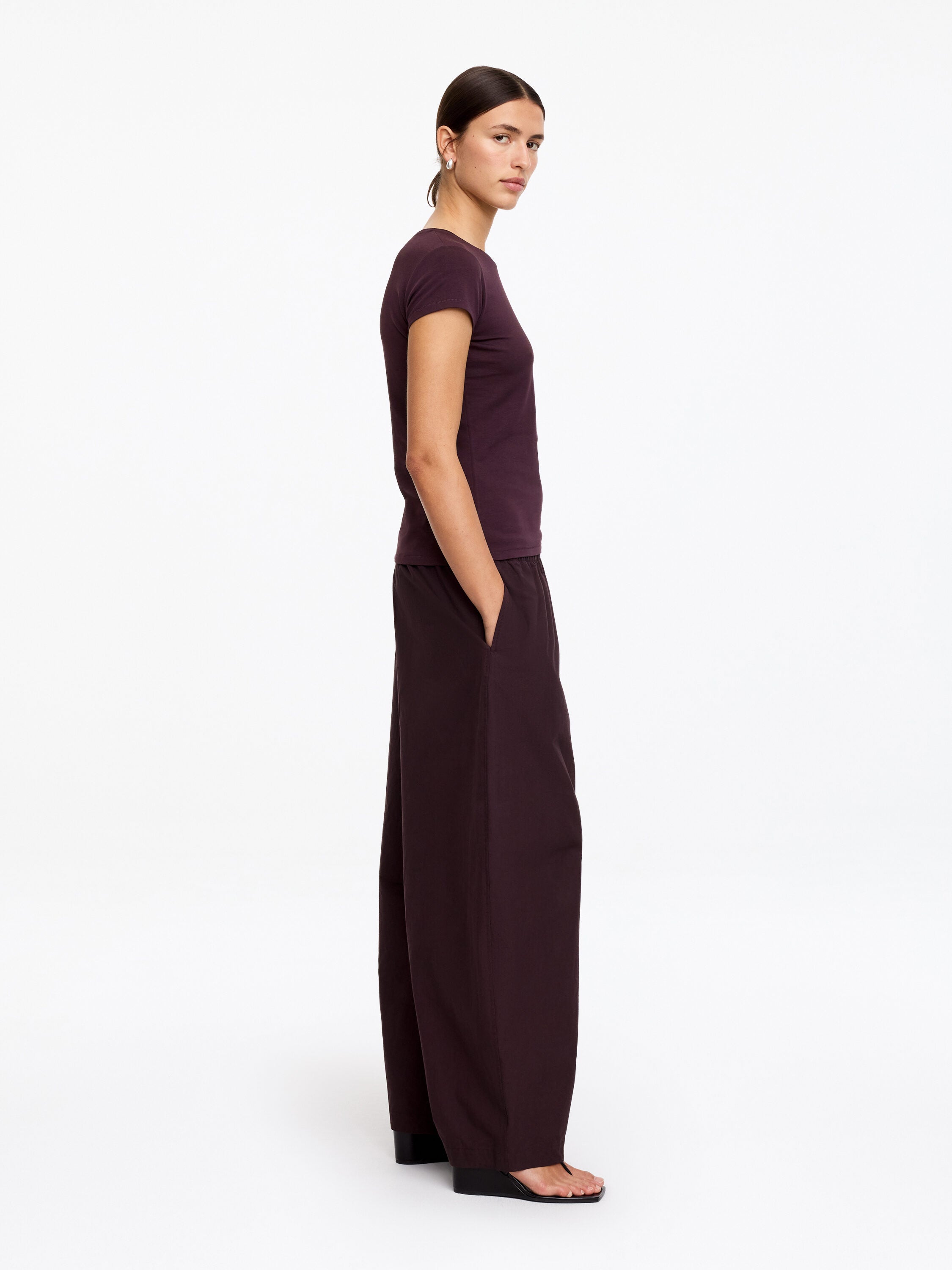 Slim Cap-Sleeve T-Shirt - Purple - Image 3