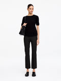 Linen-Cotton Kick-Flare Trousers - Black
