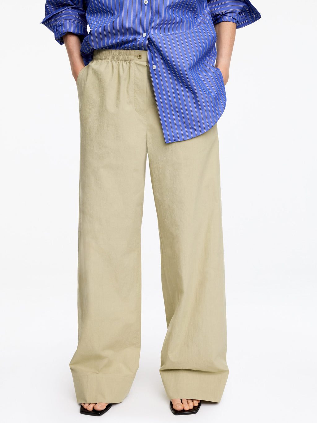 Relaxed Cotton Trousers - Beige - Image 4