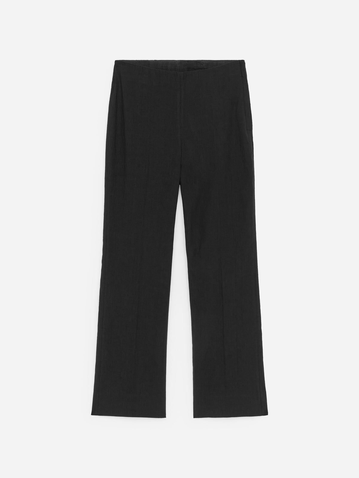 Linen-Cotton Kick-Flare Trousers - Black - Image 8