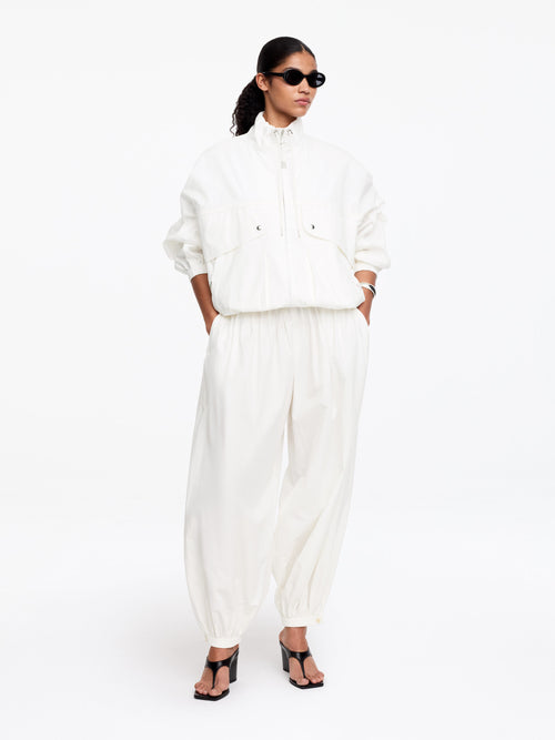 Balloon Cotton Trousers - White - Image 2