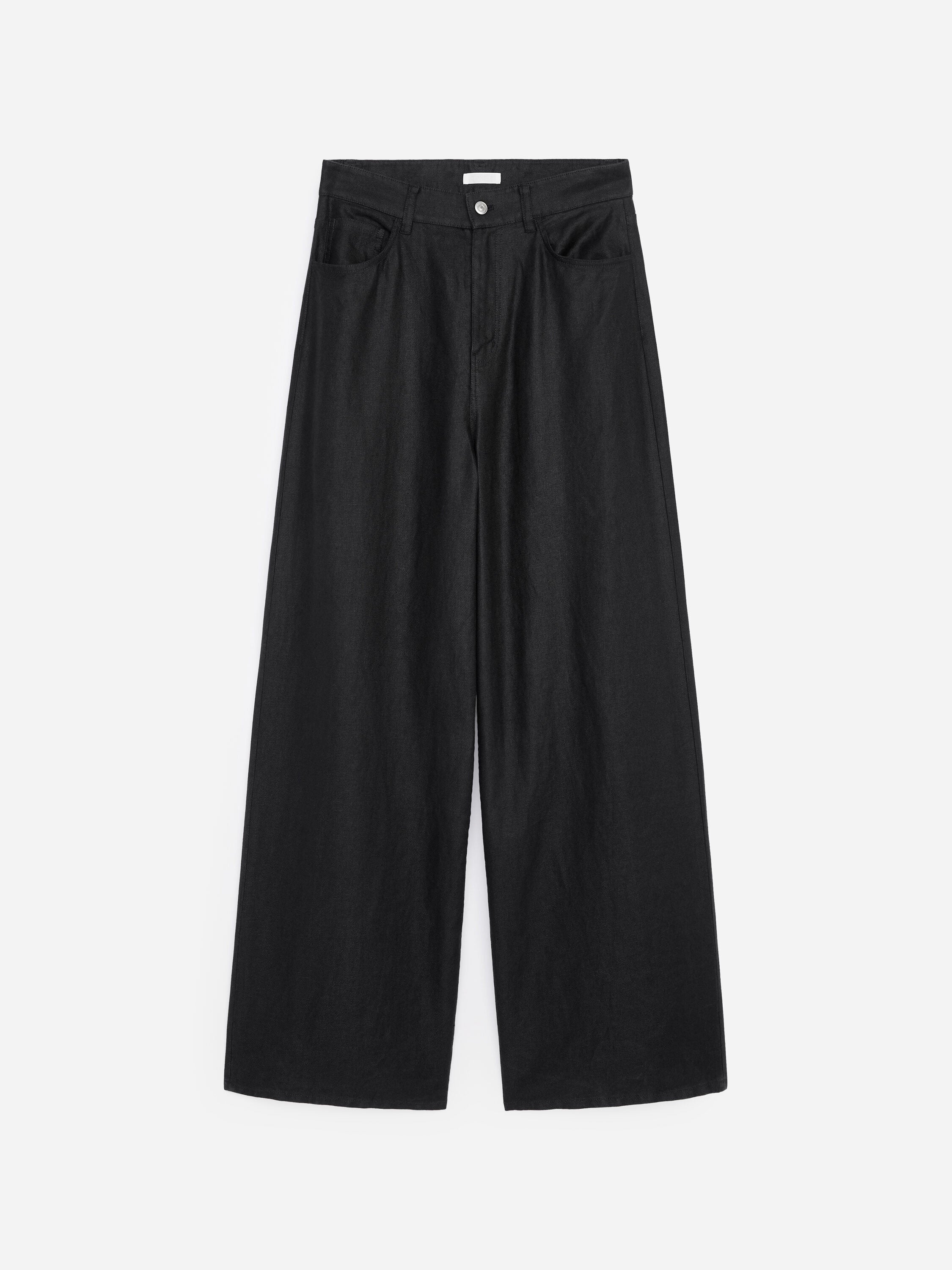 Five-Pocket Linen Trousers - Black - Image 4
