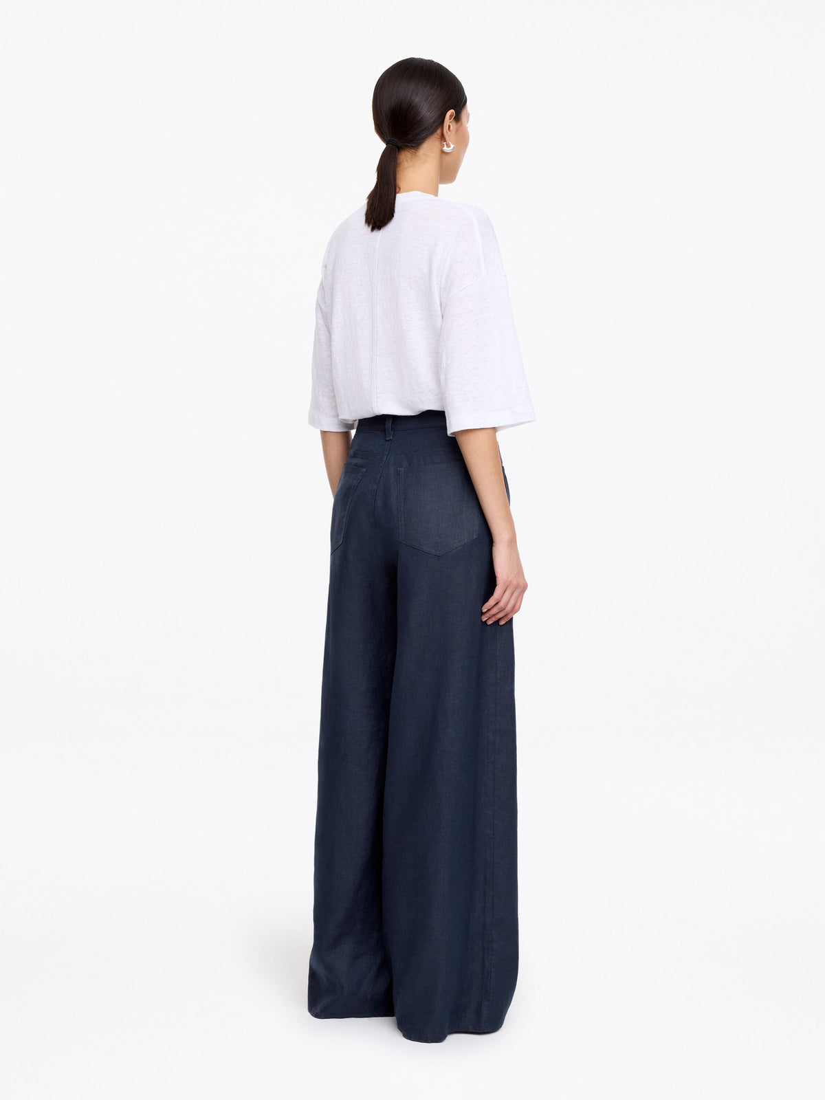 Five-Pocket Linen Trousers - Blue - Image 3