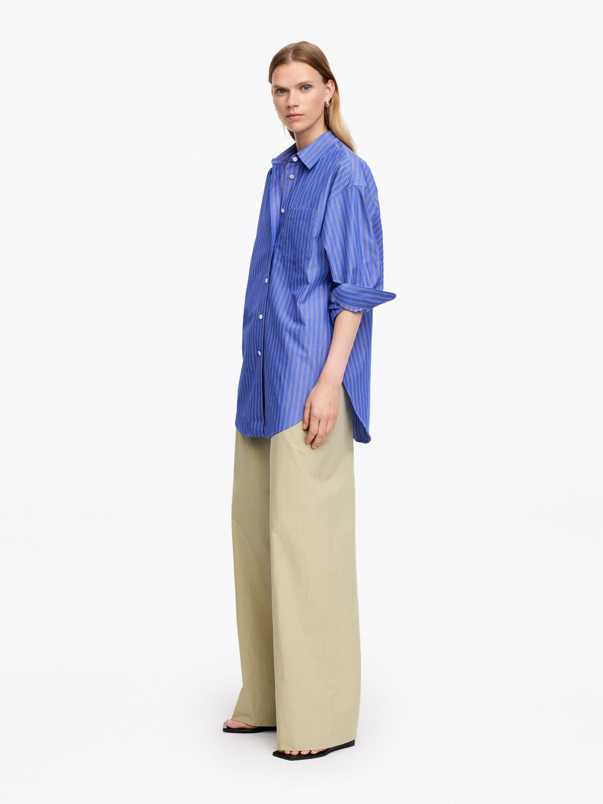 Relaxed Cotton Trousers - Beige - Image 3