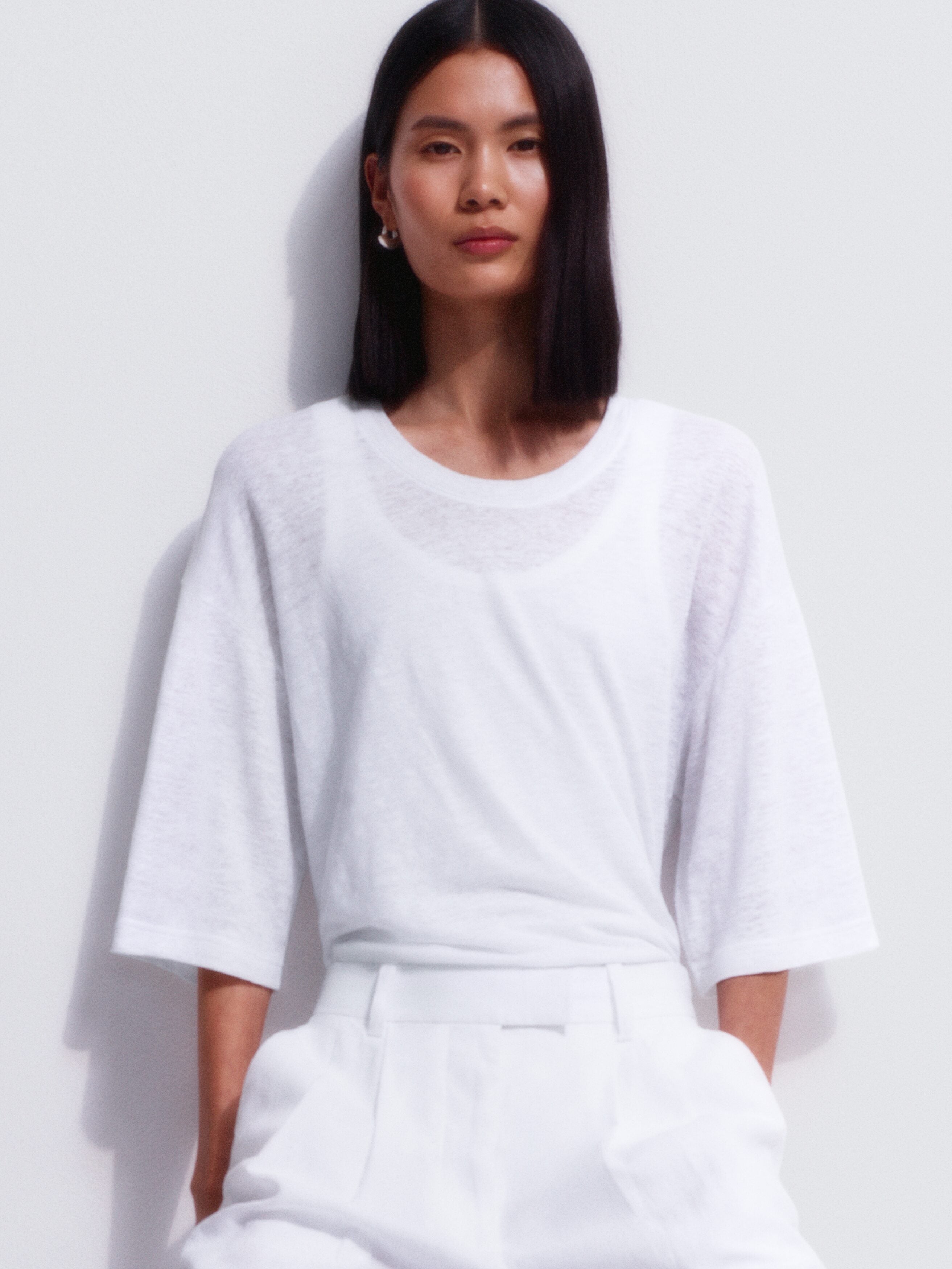Tailored Linen Trousers - White - Image 6
