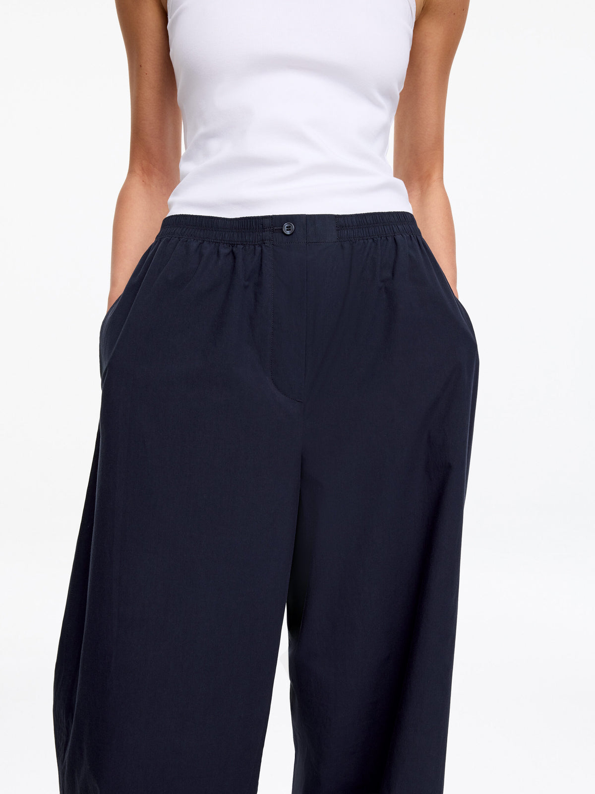 Relaxed Cotton Trousers - Blue - Image 5