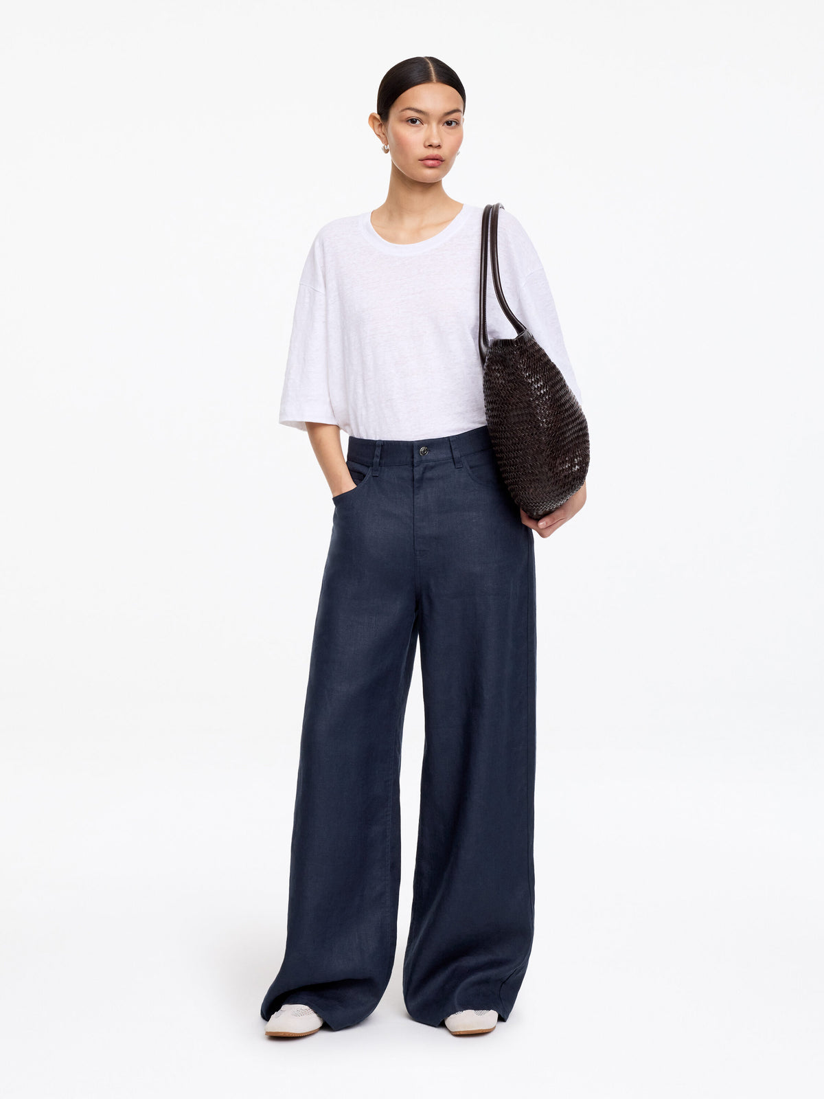 Five-Pocket Linen Trousers - Blue
