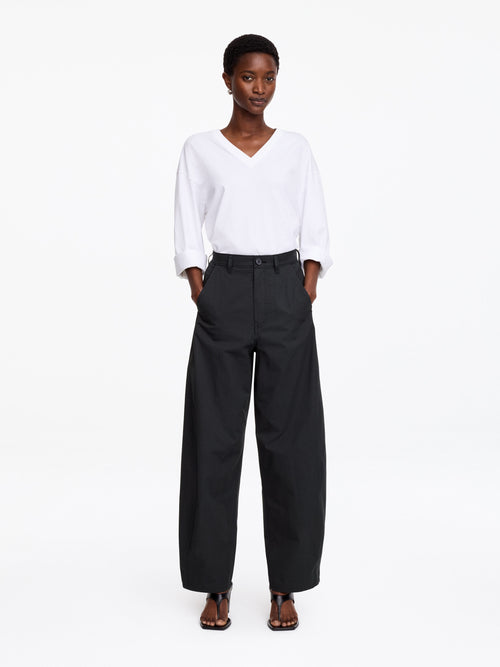 Barrel-Leg Trousers - Black