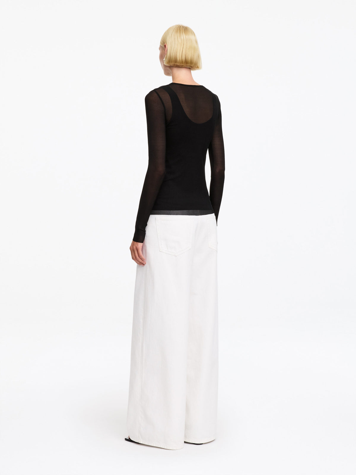 Slim Silk Top - Black - Image 3
