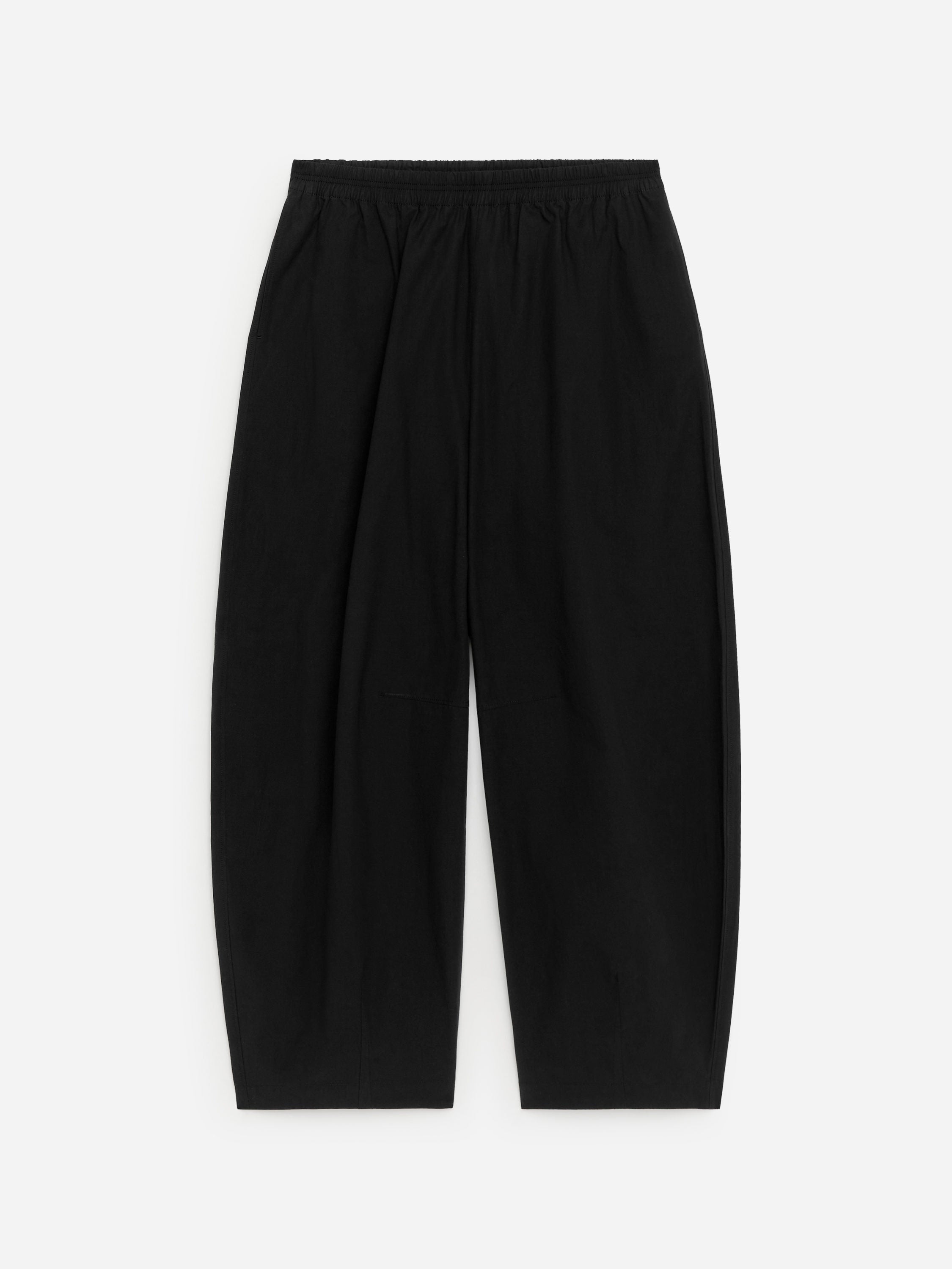 Barrel-Leg Cotton Trousers - Black - Image 5