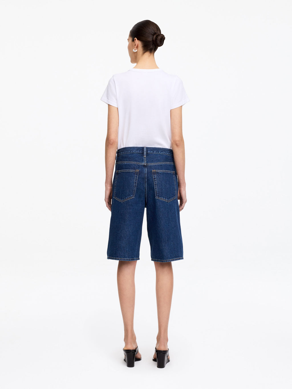 Long Denim Shorts - Blue - Image 3