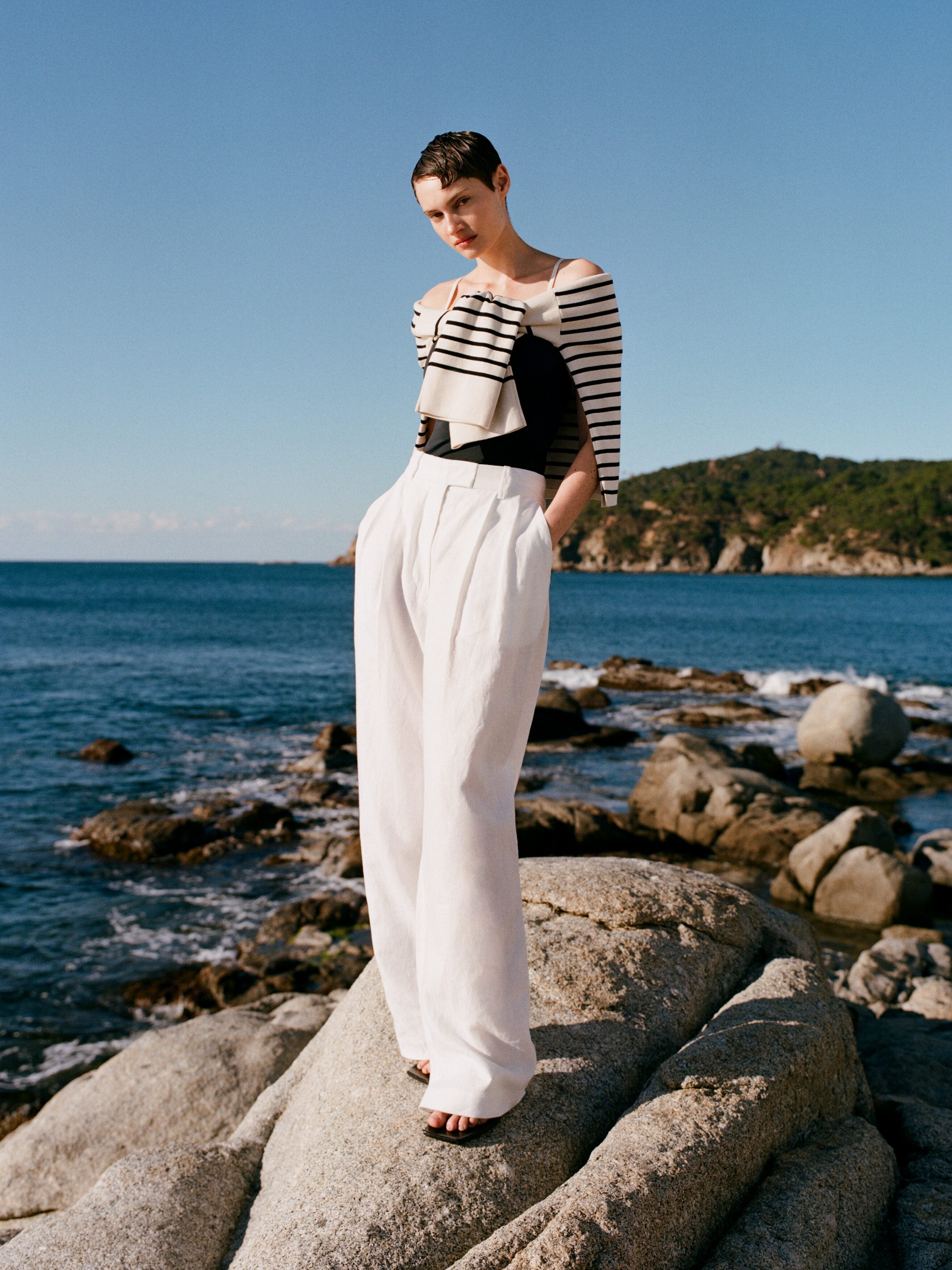 Tailored Linen Trousers - White - Image 8